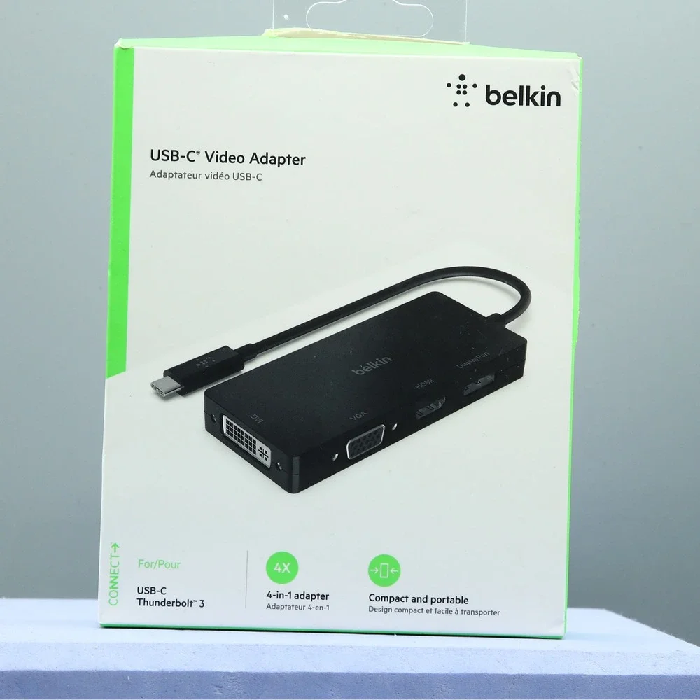 Belkin USB-C 4-in-1 Video Adapter HDMI VGA DVI DisplayPort AVC003btBK Black
